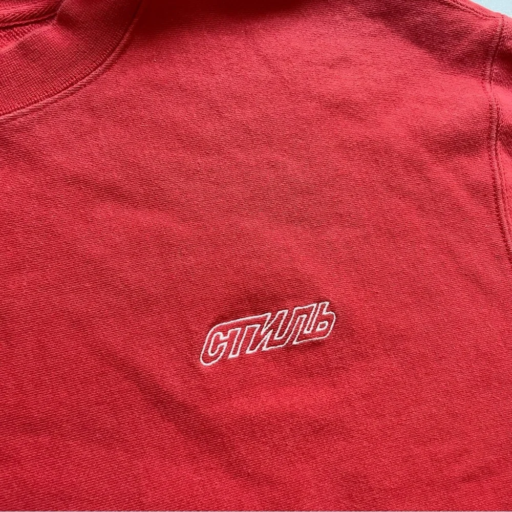 HERON PRESTON red orange crew neck patch logo cotton pullover‎ sweater